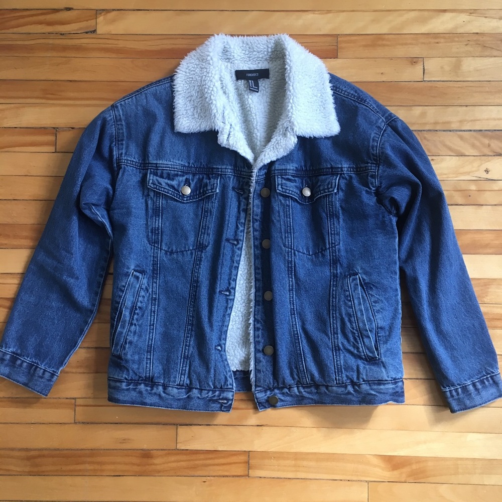 Forever 21 shearling lined jean jacket